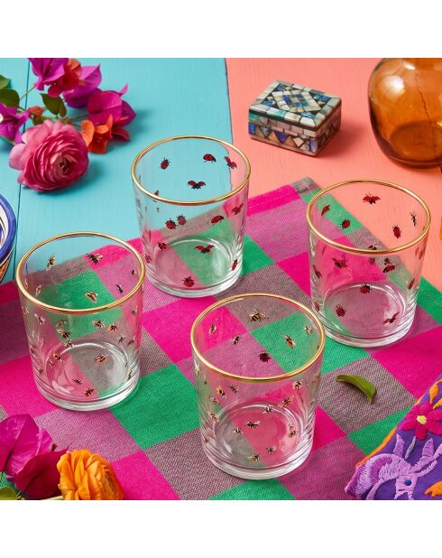 4 pièces de verres Dame 380 doré/transparent - 8,6x8,6x9,1 cm