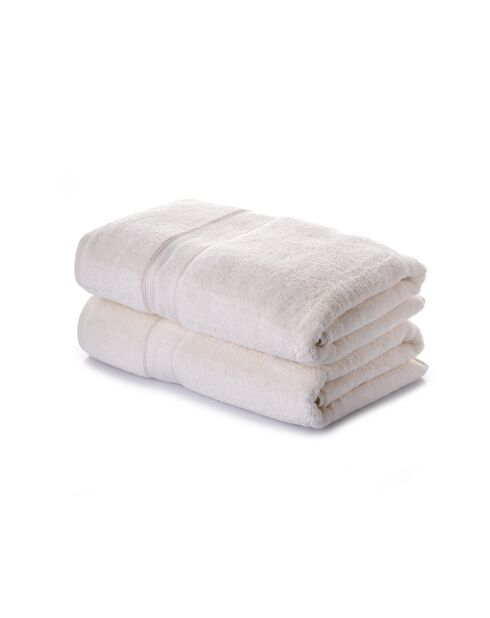 2 pièces de serviettes de bain Check écru - 70x140 cm
