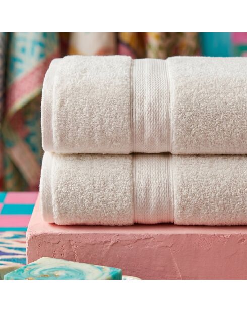 2 pièces de serviettes de bain Check écru - 70x140 cm