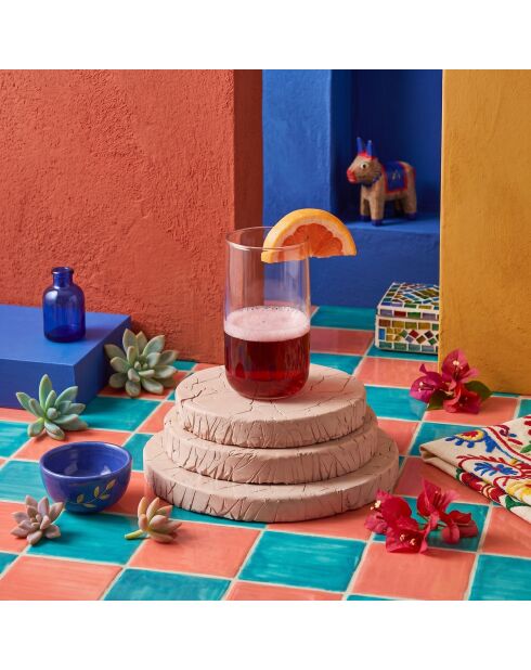 3 pièces de verres Pb-420805-P rose - 6 6,7x6,7x12,9 cm