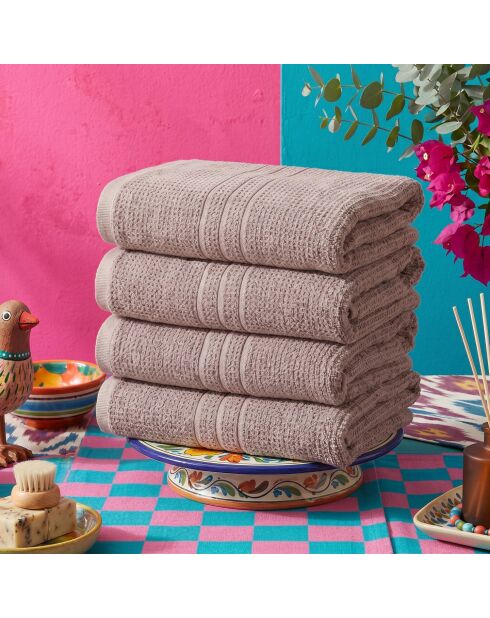 4 pièces de serviettes pour les mains Central brunes - 50x100 cm