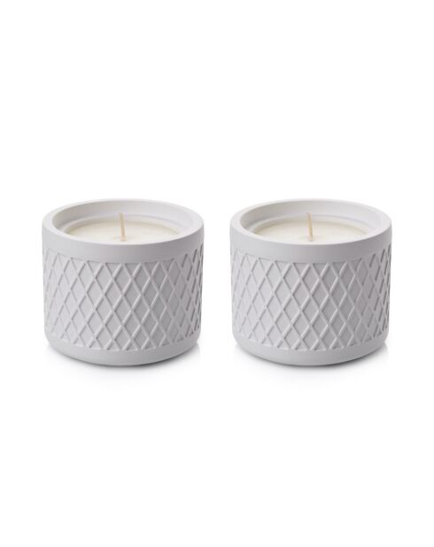 2 Stück weiße Cuit-Kerzen - 7x9x9 cm