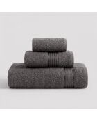3 pièces de serviettes Ezgi anthracite - 30x50 cm/50x85 cm/70x140 cm