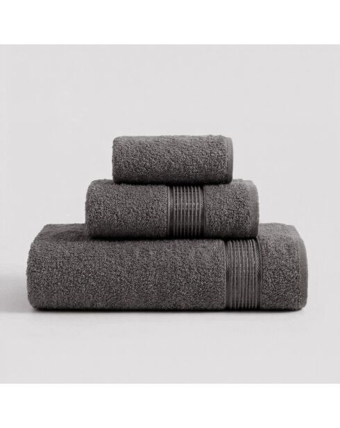 3 pièces de serviettes Ezgi anthracite - 30x50 cm/50x85 cm/70x140 cm