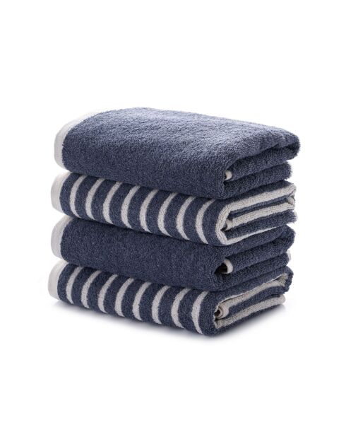 4 pièces de serviettes pour les mains Stripe Melange bleu foncé - 50x90 cm