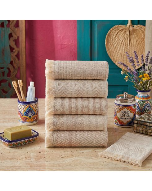 5 pièces de serviettes de toilette Maya beiges - 38x65 cm