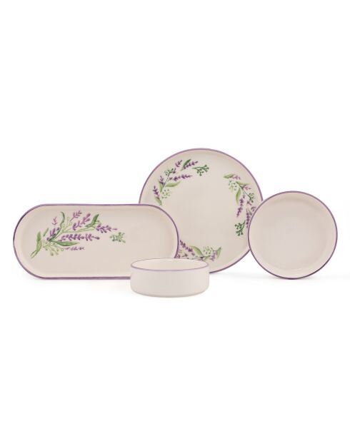 14 pièces petit-déjeuner Lavanta 14 blanc/violet/vert