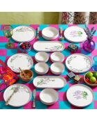 14 pièces petit-déjeuner Lavanta 14 blanc/violet/vert