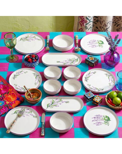 14 pièces petit-déjeuner Lavanta 14 blanc/violet/vert