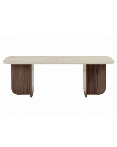 Tavolino Akira in travertino noce veneziano - 120×60×41 cm