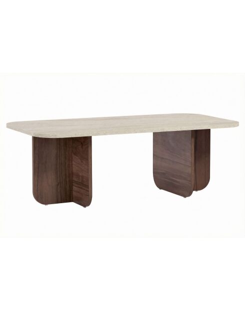 Tavolino Akira in travertino noce veneziano - 120×60×41 cm