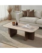 Tavolino Akira in travertino noce veneziano - 120×60×41 cm