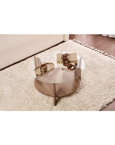 Clara Couchtisch aus transparentem venezianischem Nussbaum - 75×75×40 cm