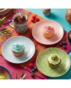 6 pièces d'assiettes à dessert Moderna Waves rose/bleu/vert - 20x20x2 cm