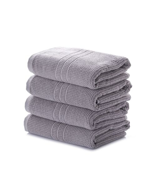 4 pièces de serviettes pour les mains Central grises - 50x100 cm
