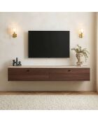 Meuble TV Ligne 160 travertin noyer - 160×25×25 cm