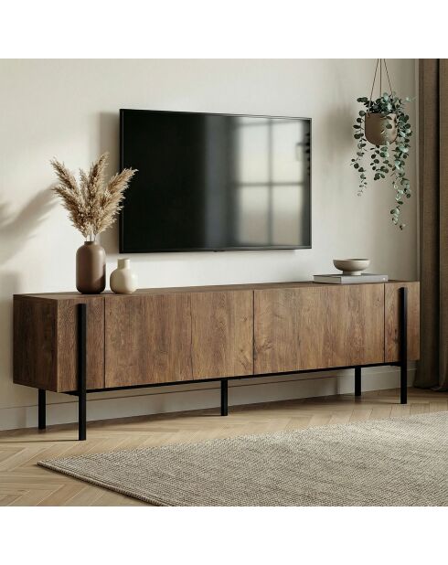 Mueble TV Nexus de roble caucásico negro - 180×30×45 cm
