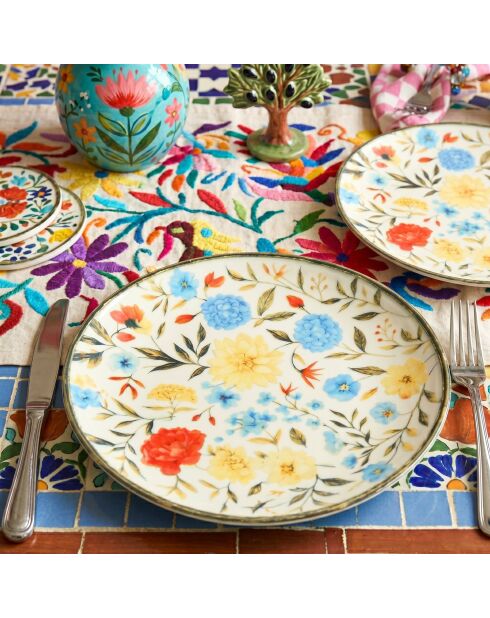 4 pièces d'assiettes à dessert Tvl4Ptprs1212 multicolore - 20x20x2 cm