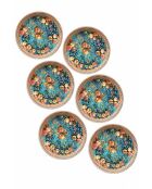 6 pièces d'assiettes à dessert Nectarine 6 multicolore - 20x20x2 cm