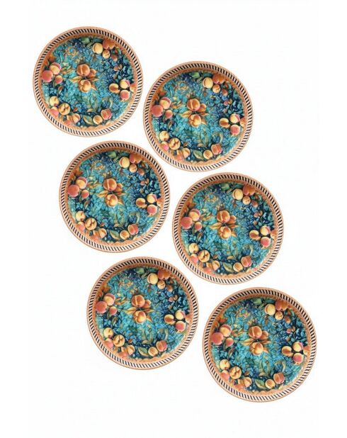 6 pièces d'assiettes à dessert Nectarine 6 multicolore - 20x20x2 cm