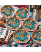 6 pièces d'assiettes à dessert Nectarine 6 multicolore - 20x20x2 cm