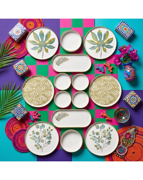 14 pièces petit-déjeuner K 14 Yaprak-Ikat-Kahvaltı multicolores