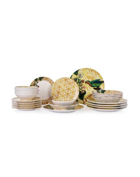24 pièces Service de table Birdy jaune