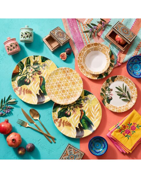 24 pièces Service de table Birdy jaune