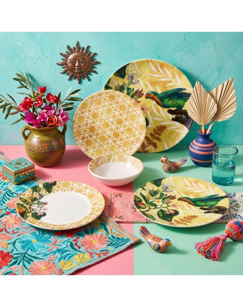 24 pièces Service de table Birdy jaune