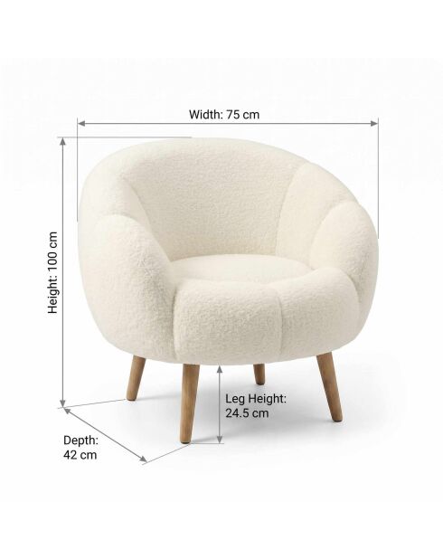 Poltrona Lida bianca - 75x100x42 cm