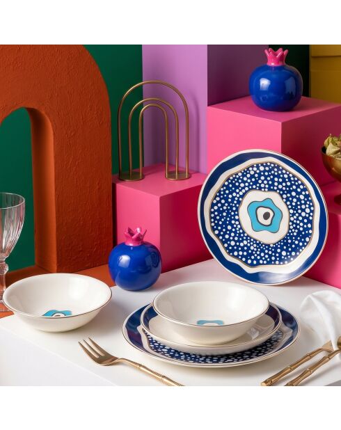 24 pièces Service de table Pavo Chic multicolores