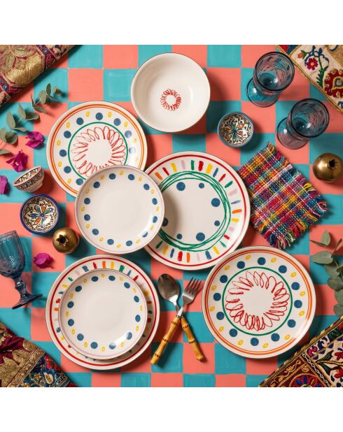 24 pièces Service de table Rush Chic multicolores