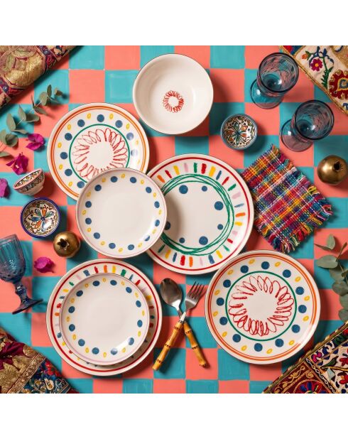 24 pièces Service de table Rush Chic multicolores