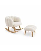 Poltrona e pouf Lotus bianchi in 2 pezzi - 70x94x62cm/45x45cm