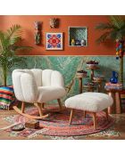 Poltrona e pouf Lotus bianchi in 2 pezzi - 70x94x62cm/45x45cm