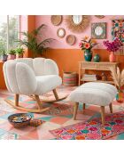 Poltrona e pouf Lotus bianchi in 2 pezzi - 70x94x62cm/45x45cm