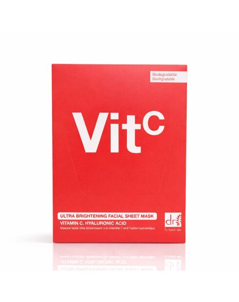 Masque visage ultra-éclaircissant à la vitamine C et à l'acide hyaluronique (paquet de 10)