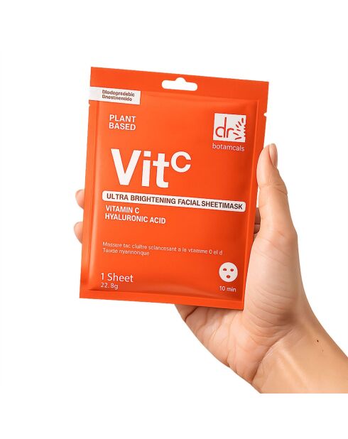 Masque visage ultra-éclaircissant à la vitamine C et à l'acide hyaluronique (paquet de 10)