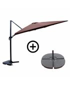 Koriva Sonnenschirm-Set mit 4 Gewichtsplättchen, braun, 2-teilig