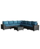Salon de jardin d'angle 7 places en résine tressée avec table Martinho gris et bleu - 2 pièces