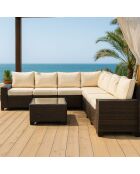 Salon de jardin d'angle 7 places en résine tressée avec table Martinho marron et beige - 2 pièces