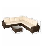 Salon de jardin d'angle 7 places en résine tressée avec table Martinho marron et beige - 2 pièces