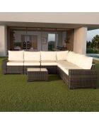 Salon de jardin d'angle 7 places en résine tressée avec table Martinho marron et beige - 2 pièces
