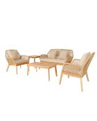 Salon de jardin 4 places en bois avec 2 tables Figueira beige et bois - 4 pièces