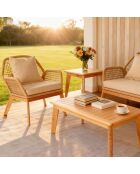 Salon de jardin 4 places en bois avec 2 tables Figueira beige et bois - 4 pièces