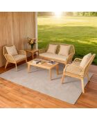 Salon de jardin 4 places en bois avec 2 tables Figueira beige et bois - 4 pièces