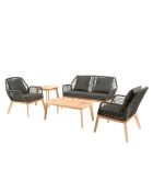 4-zits houten tuinmeubilair met 2 Figueira antracietgrijze en houten tafels - 4 stuks