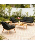 4-zits houten tuinmeubilair met 2 Figueira antracietgrijze en houten tafels - 4 stuks