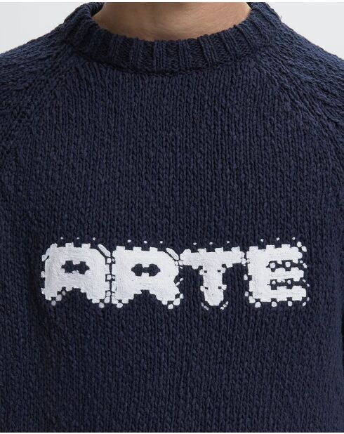 Pull en coton Knit Pixel bleu