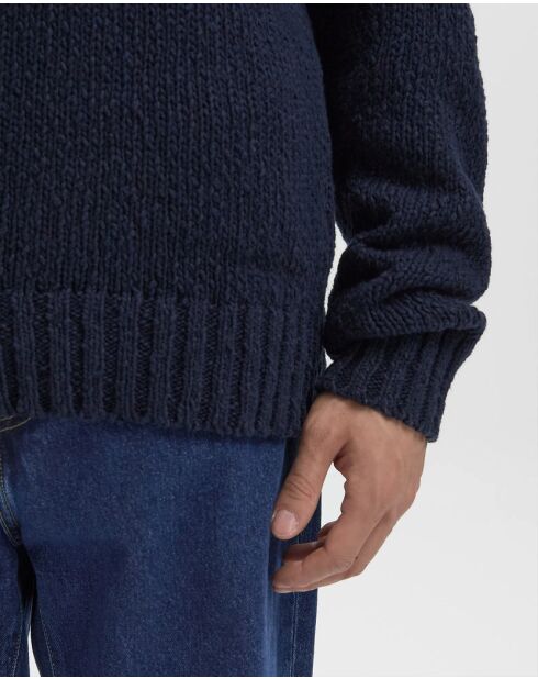 Pull en coton Knit Pixel bleu